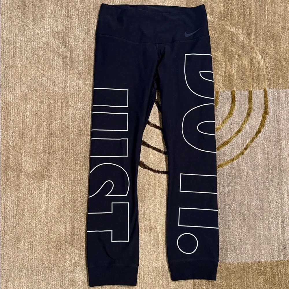~Nike~ Black Capri Leggings with “Just Do It”  White Lettering